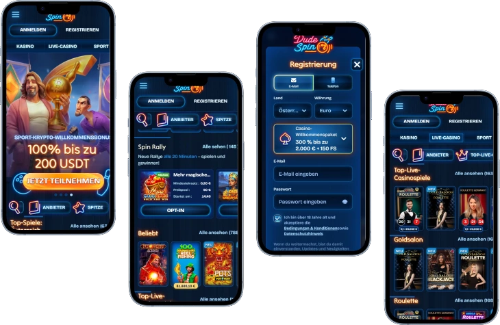 DudeSpin Sportwetten und Casino mit Bonus und Live-Spielen