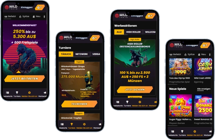 Wild Tokyo Sportwetten und Casino Oberfläche